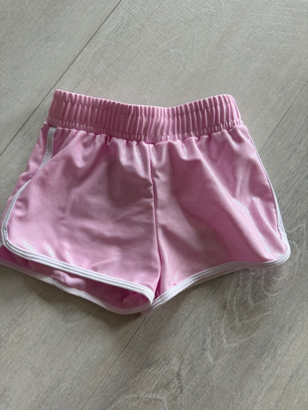 Flap Happy Pink Girls Athletic Shorts with White Trim